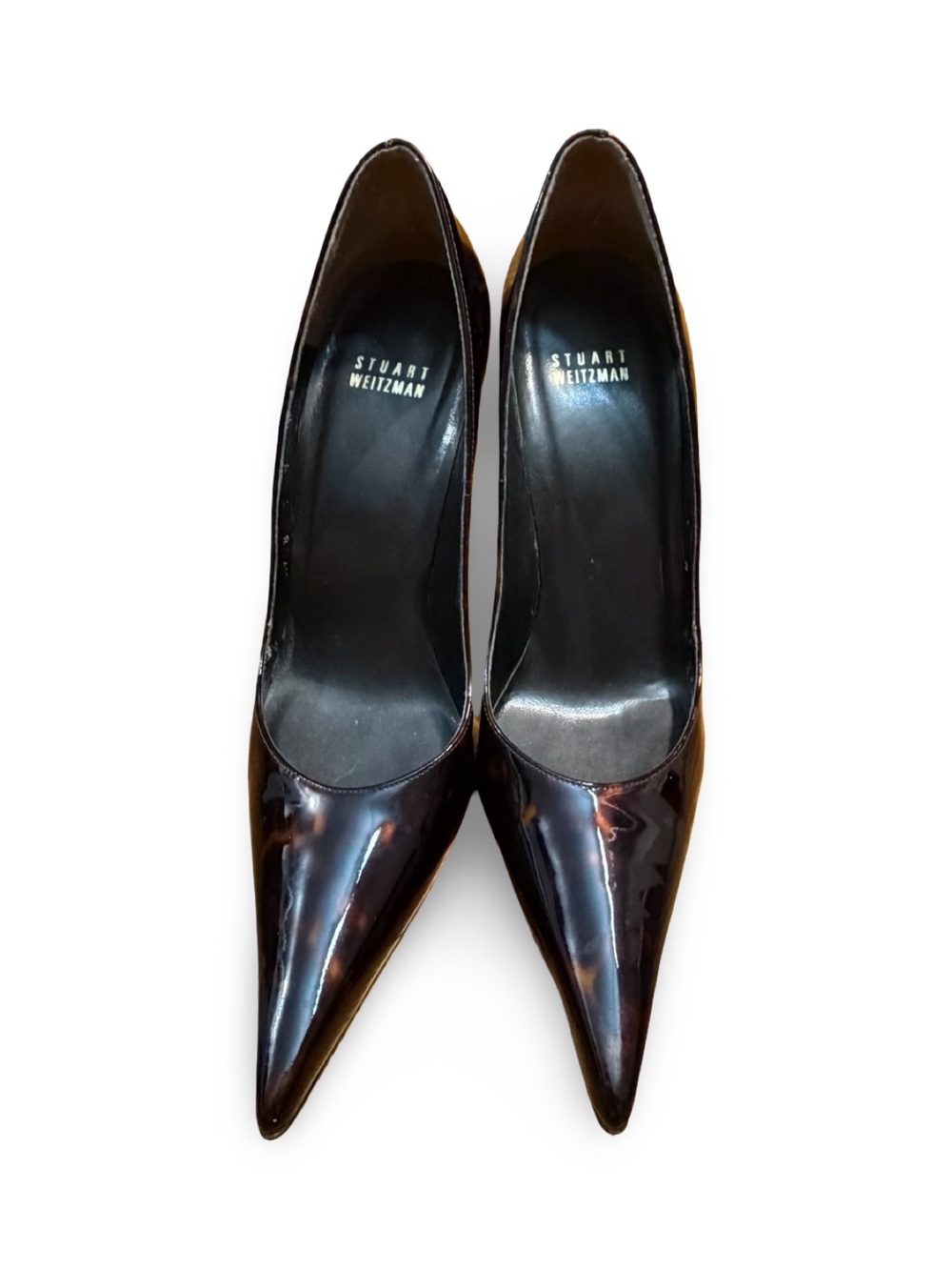 Stuart Weitzman Tortoise Patent Leather Pointed Toe Pumps, 9 - Picture 7 of 13